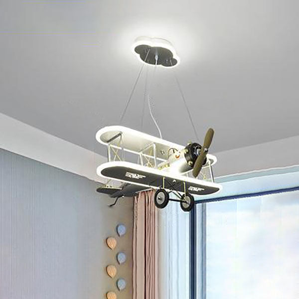 Lighom cartoon kids aircraft blue ceiling fans in acrylic