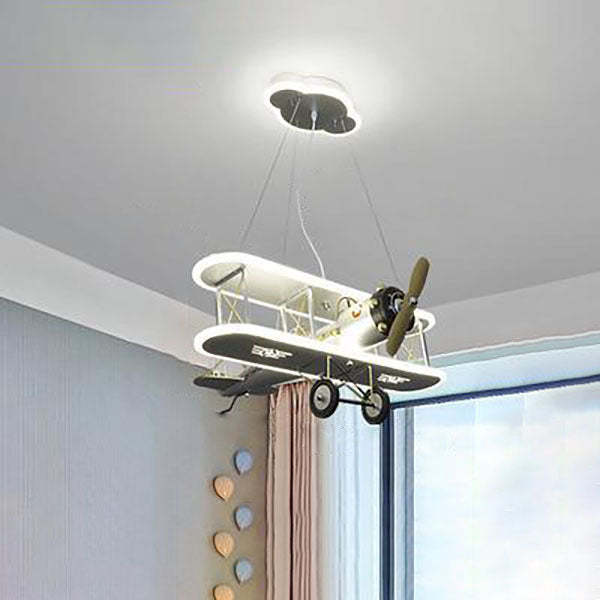 Lighom cartoon kids aircraft blue ceiling fans in acrylic