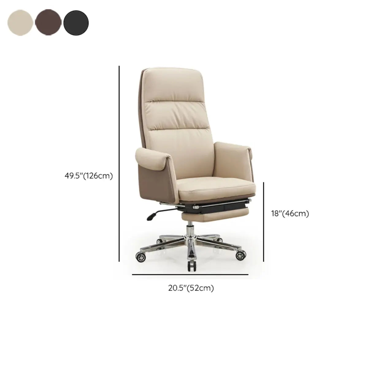 Modish Beige Leather Executive Rotatable Office Chair