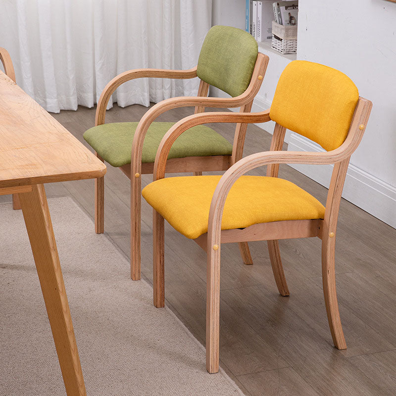 Modern Fabric Wood Curved Dining Chair