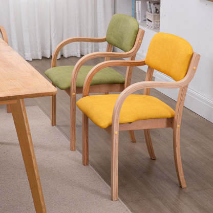 Modern Fabric Wood Curved Dining Chair — Orange