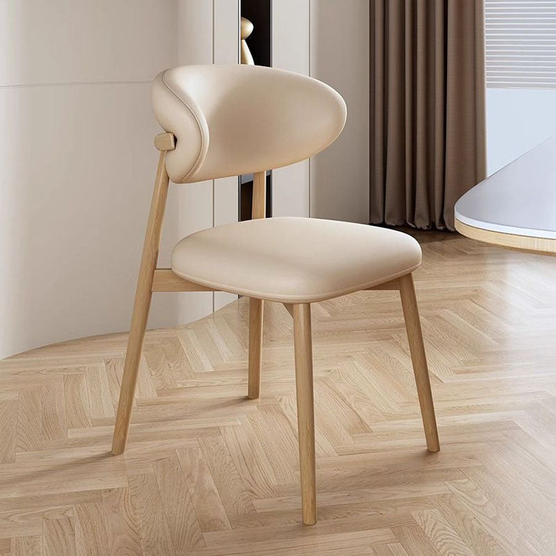 Minimalist Curved Iron Leather Armless Chair
