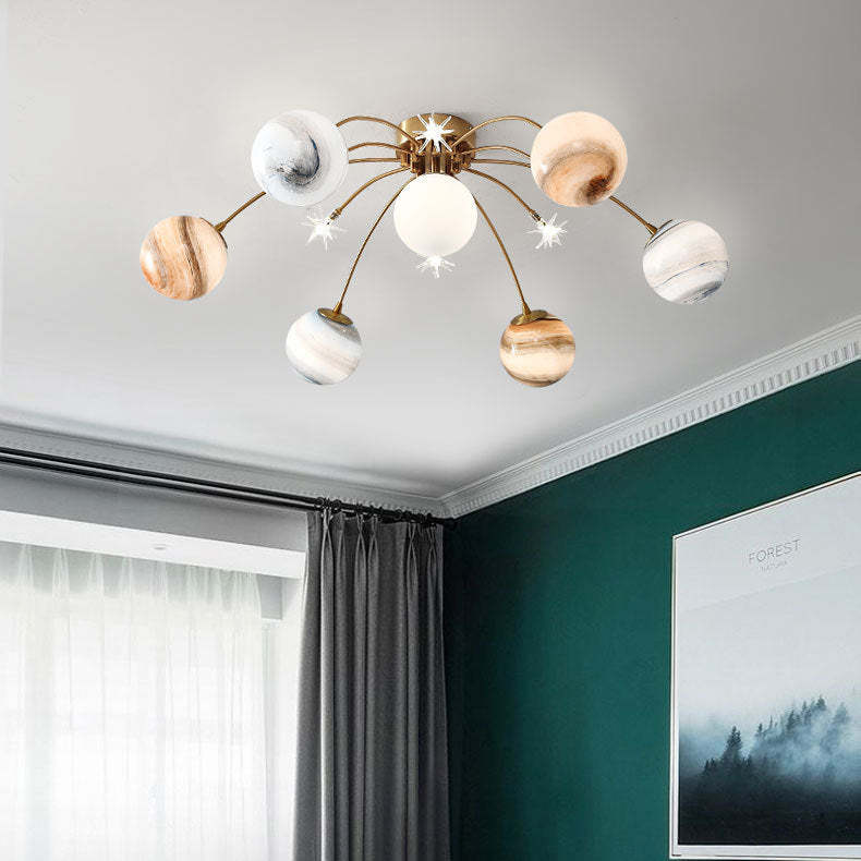 Contemporary Iron Starry Sky Moon Ceiling Light