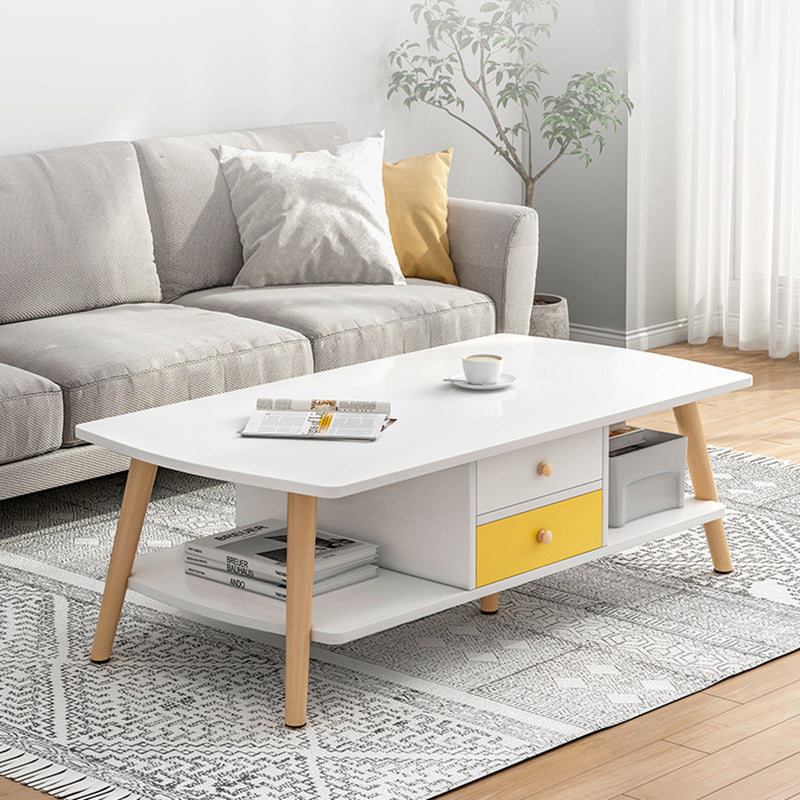 Minimalist Rectangular Wood 2-Tier Coffee Table
