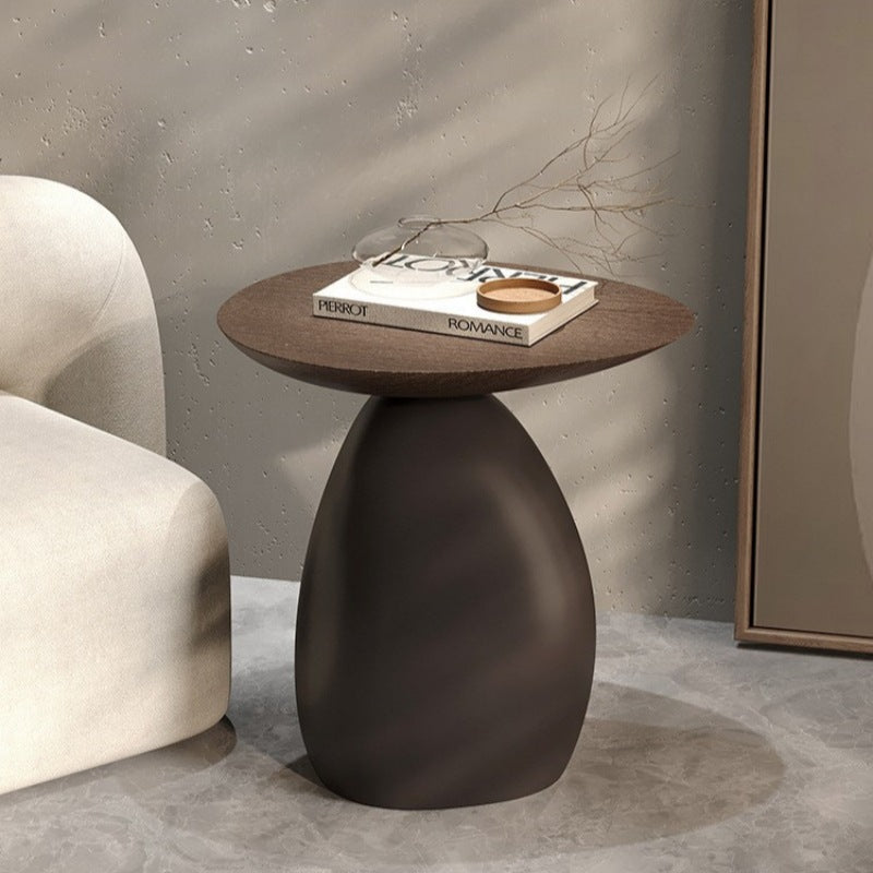 Lighom nordic irregular base oak coffee tables in resin glass linen
