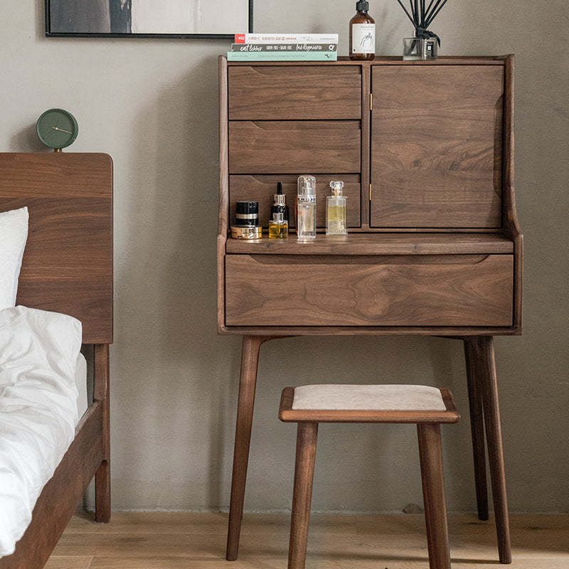 Chinese Wood 5-Drawer Nightstand