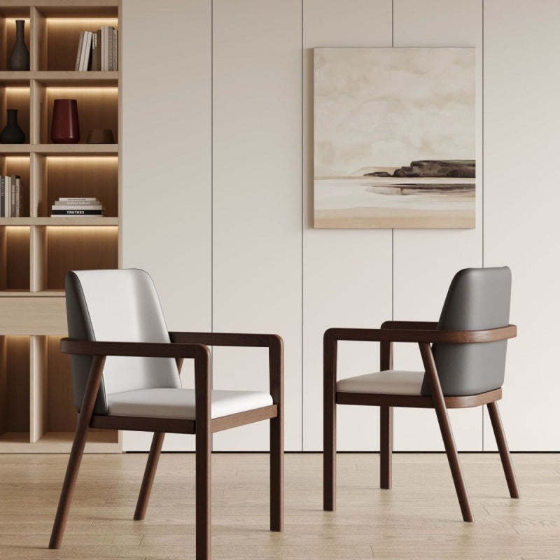 Chinese Ash Wood PU Leather Dining Chair — Black