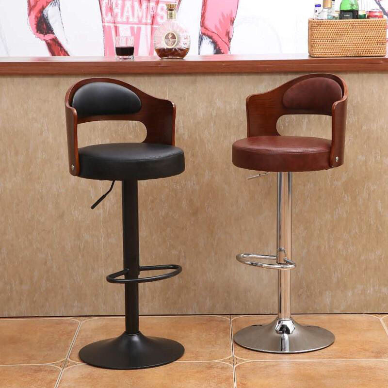Contemporary Faux Leather Swivel Bar Stool
