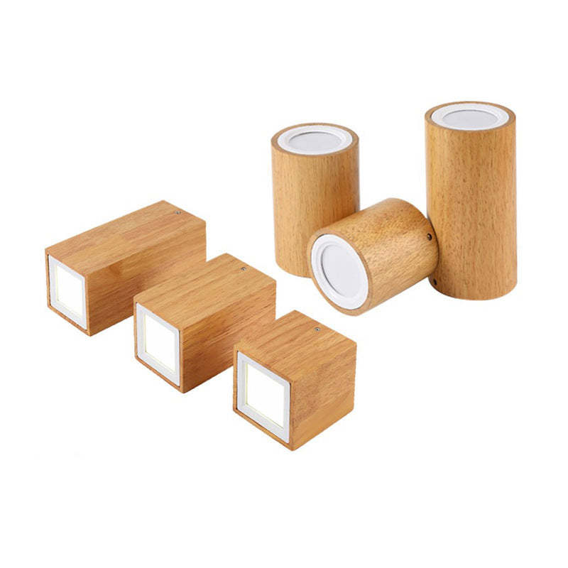 Nordic Wood Tube LED Flush Mount Light