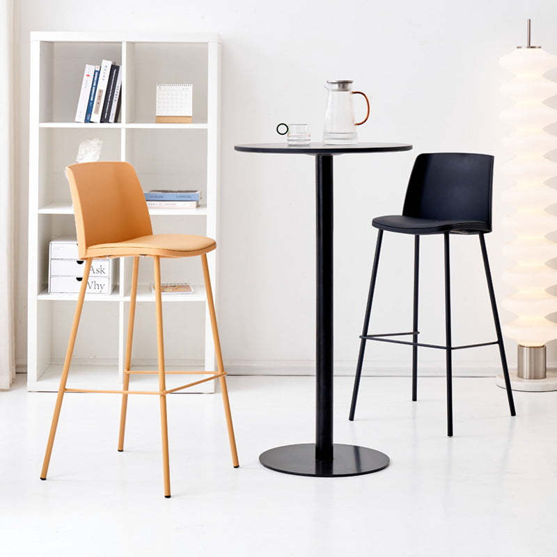 Minimalist PU Leather Metal Bar Stool — Orange