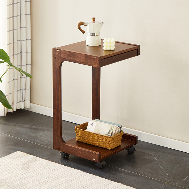 Minimalist Wood Side Table 2-Tier — Walnut