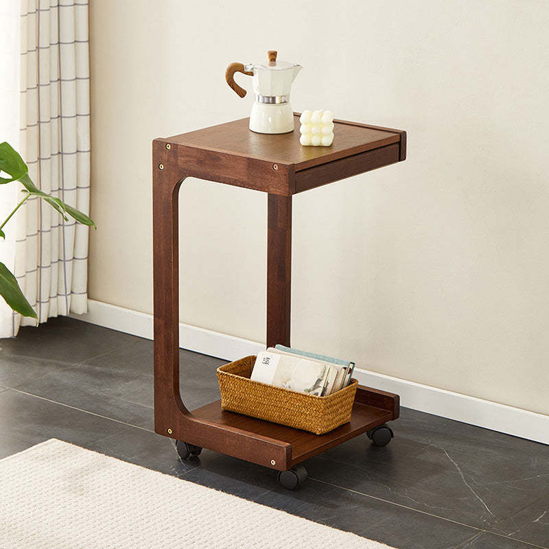 Minimalist Wood Side Table 2-Tier — Walnut