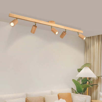 Japanese Wooden Track LED Semi-Flush Ceiling Light