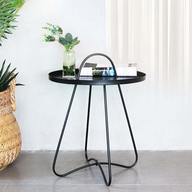 Minimalist Round Metal Coffee Table — Black