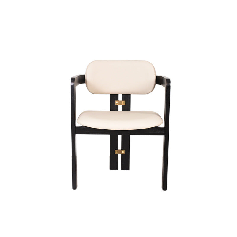 Chinese Ash Leather Elliptical Dining Chair