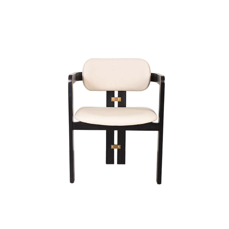 Chinese Ash Leather Elliptical Dining Chair