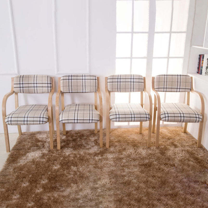 Nordic Wood Fabric Leather Velvet Dining Chair — Flower Cushion + White Frame