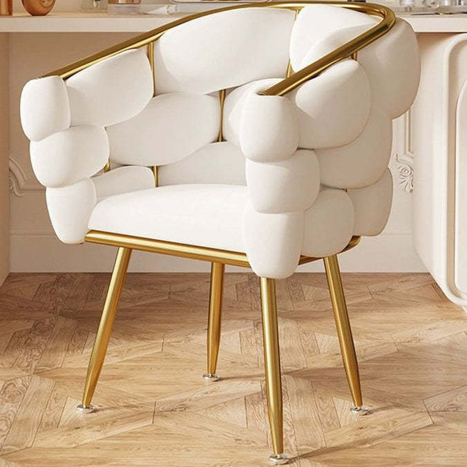 Cream Bubble Velvet Metal Vanity Stool