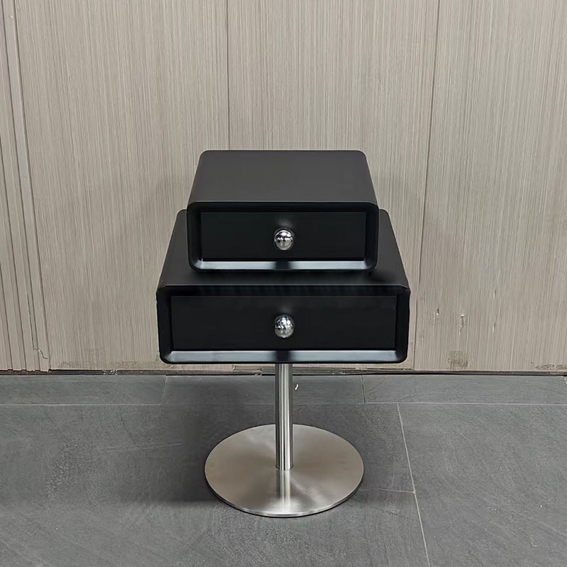 Modern Eclectic Steel Pine 2-Tier End Table