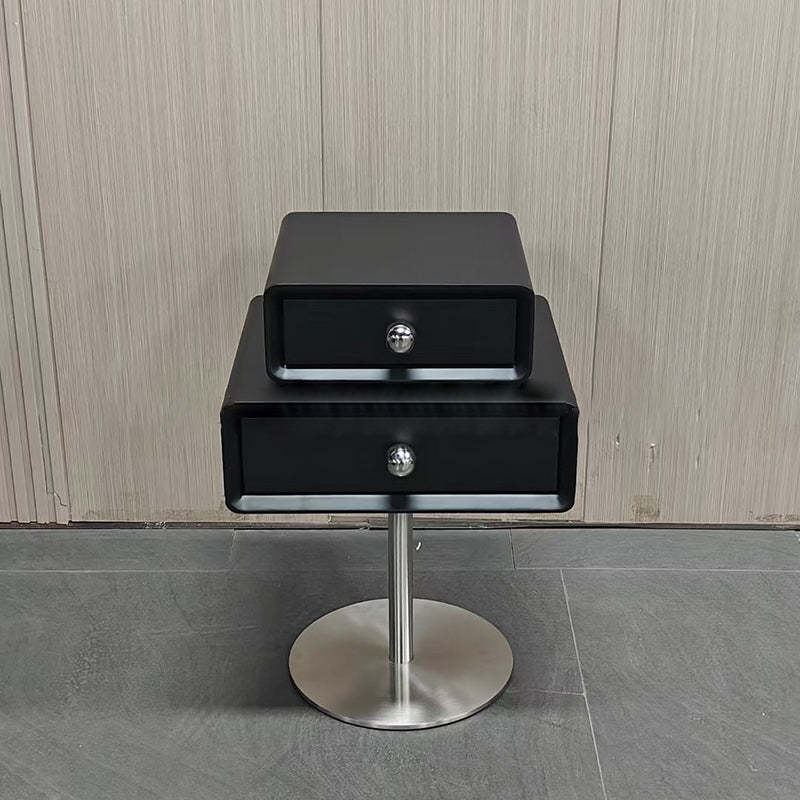 Modern Eclectic Steel Pine 2-Tier End Table