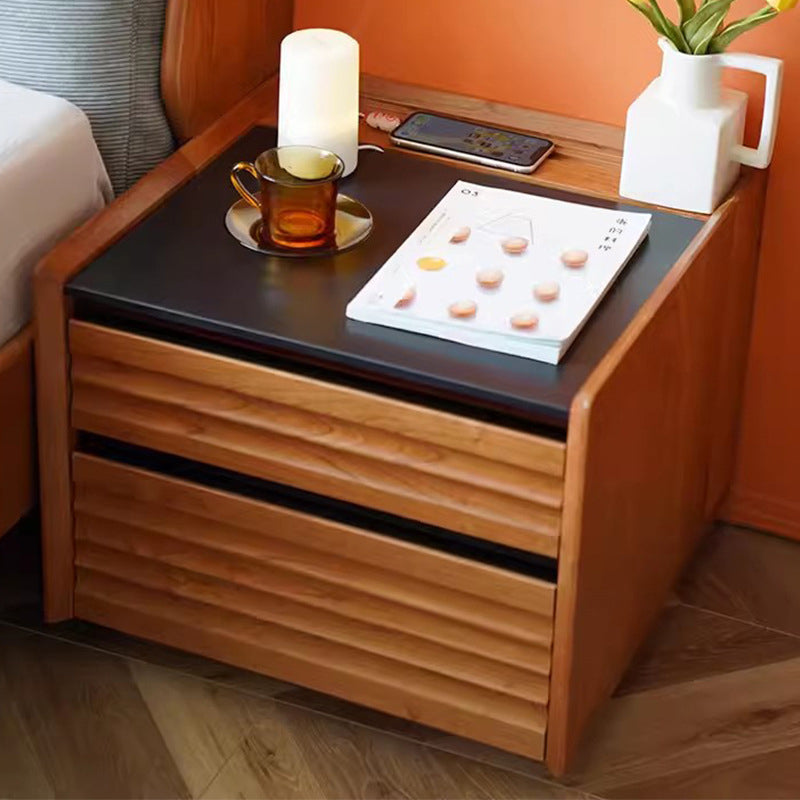 Vintage Rock Slab Wood Base Nightstand