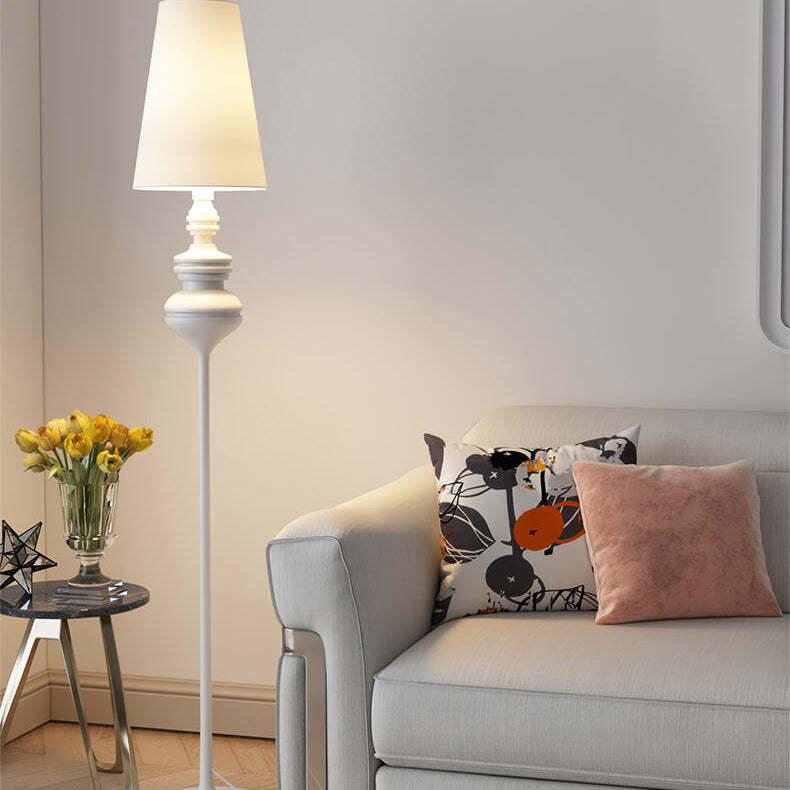 Transitional Fabric Cone Iron Floor Lamp