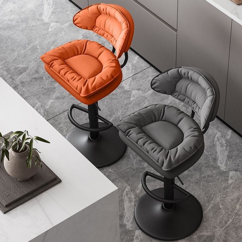 Modern Fabric Iron Semicircular Counter Stool — Low / Dark Gray / Chrome