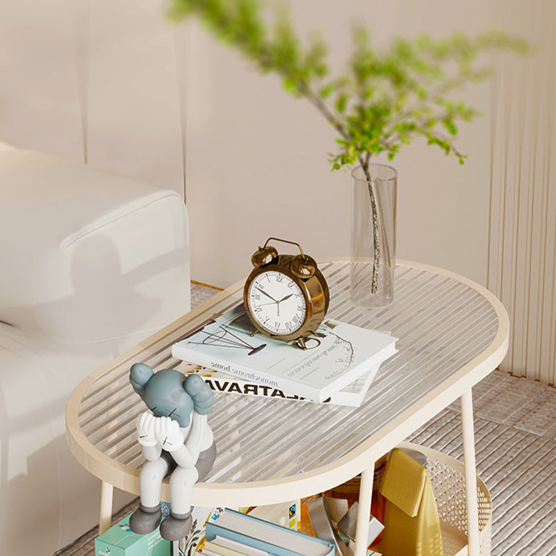 Minimalist Iron Glass 2-Tier End Table