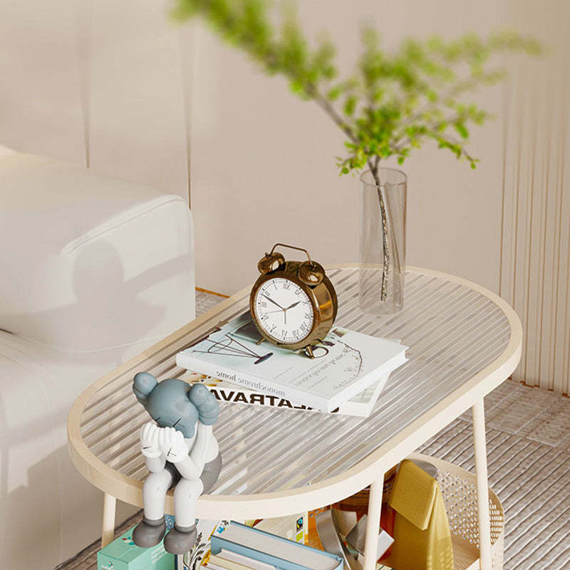 Minimalist Iron Glass 2-Tier End Table