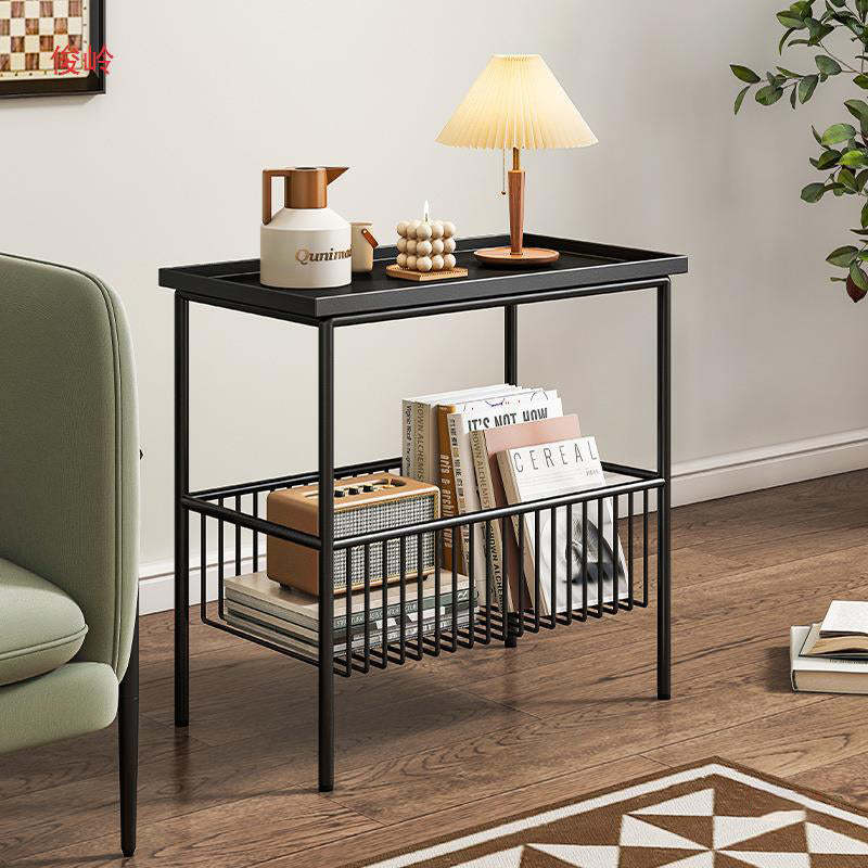 Minimalist Rectangular Iron 2-Tier End Table