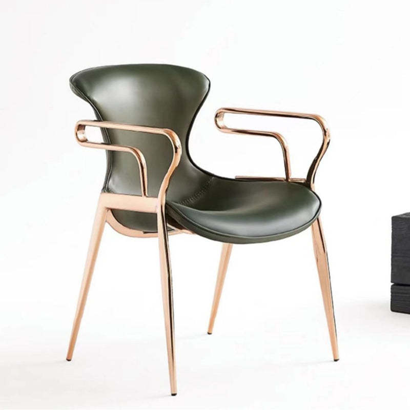 Contemporary Leather Carbon Steel Dining Chair