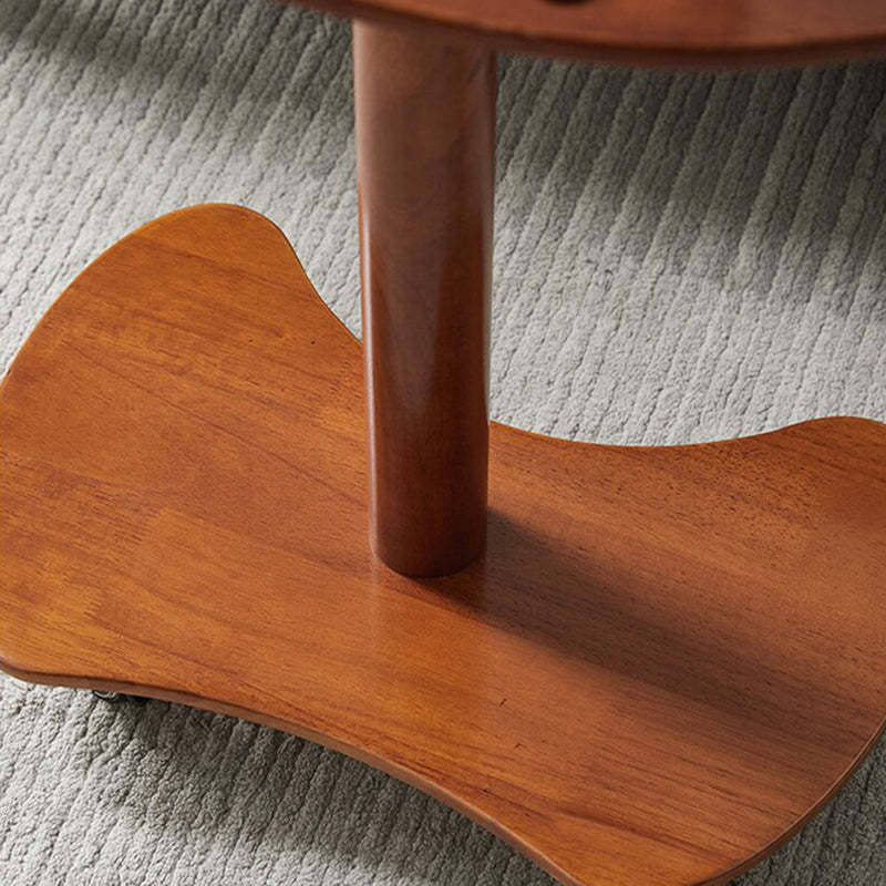Minimalist Oval Solid Wood 4-Wheel Coffee Table