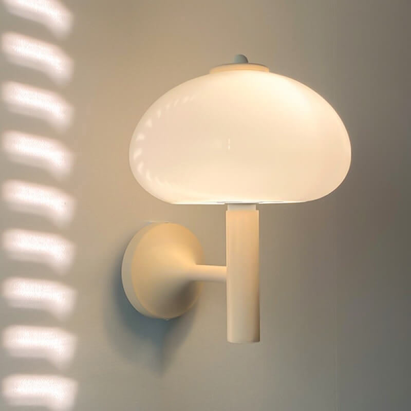 Nordic Vintage Milk Glass Dome Mushroom Sconce