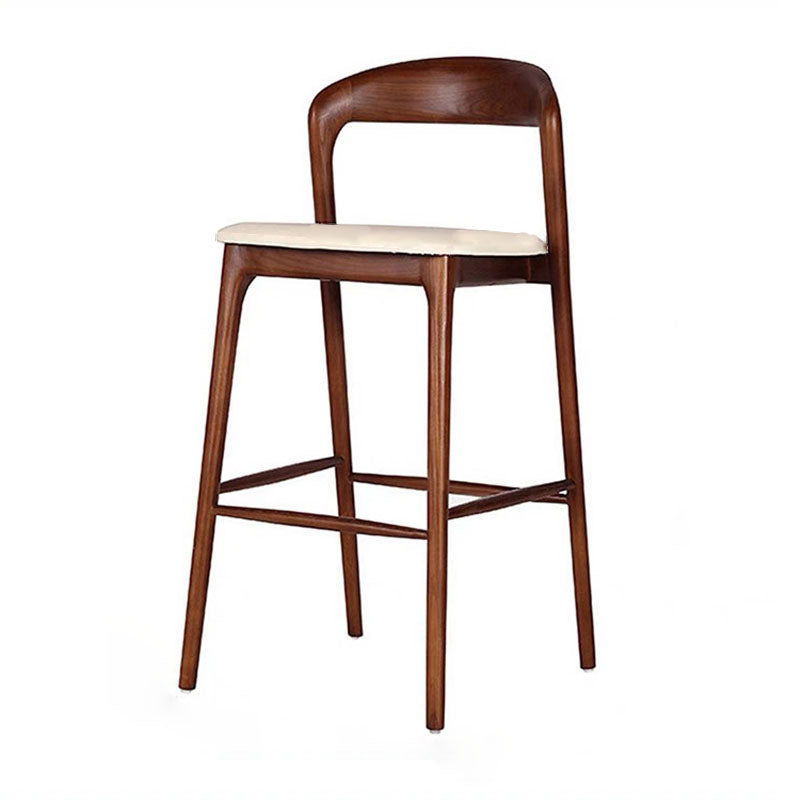 Retro Solid Wood Leather Upholstered Bar Stool