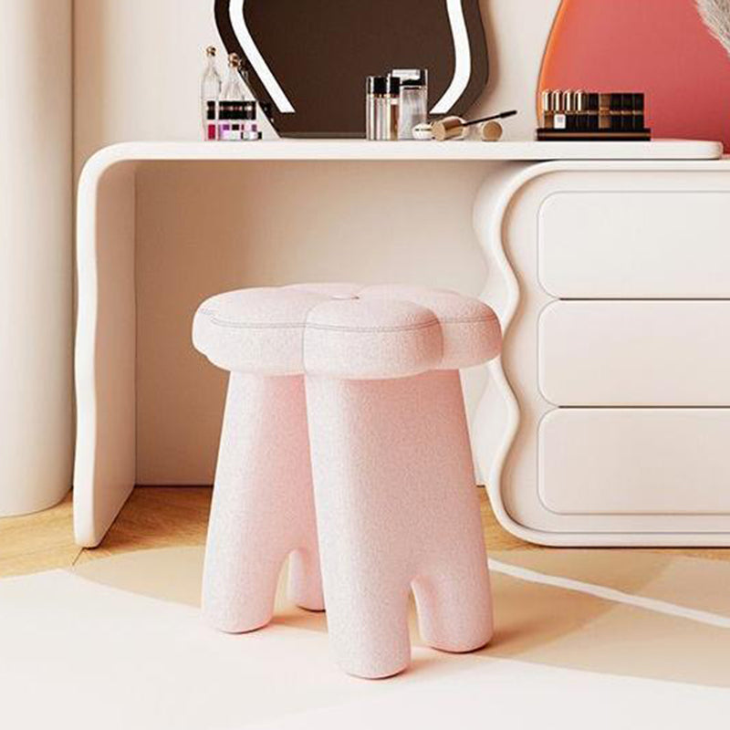 Modern Floral Lambswool Wood Vanity Stool