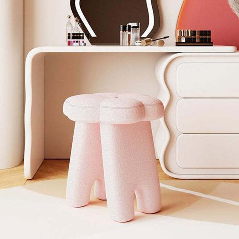Modern Floral Lambswool Wood Vanity Stool