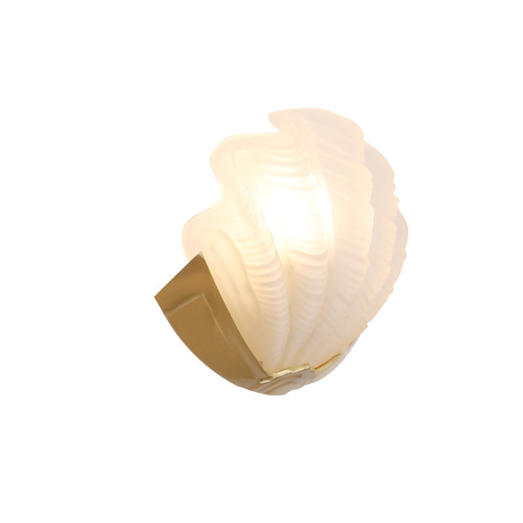 Art Deco Shell Brass Glass Wall Sconce — Clear Shade / 110V-120V For US/CA