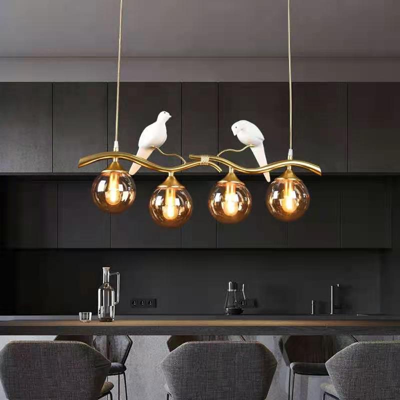 Resin Bird Glass Ball Island Chandelier