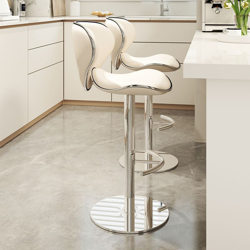 Minimalist Napa Leather Metal Bar Stool — Orange