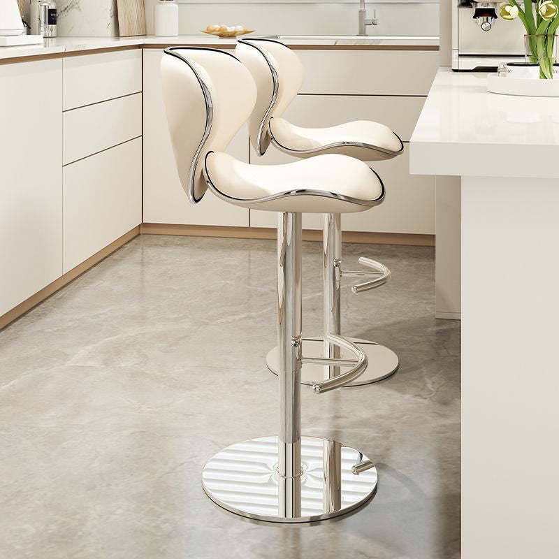 Minimalist Napa Leather Metal Bar Stool — Orange