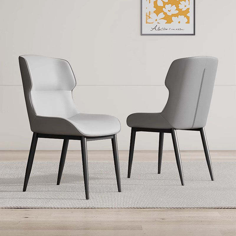 Modern PU Leather Steel Cushion Dining Chair — Orange