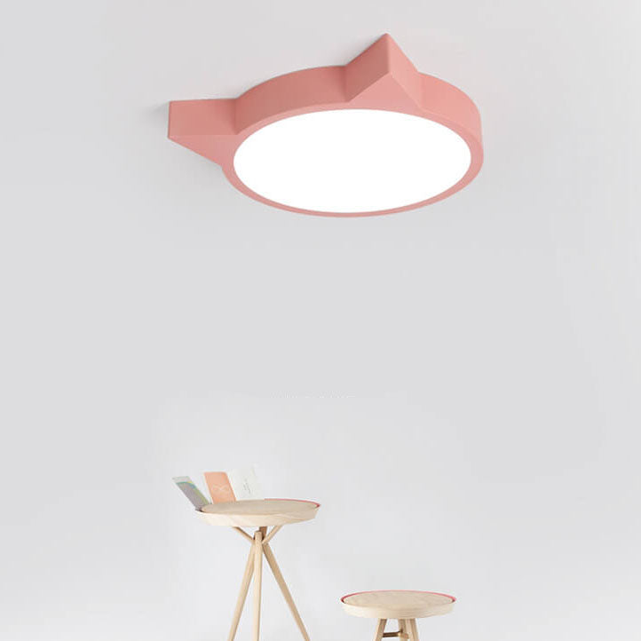 Nordic Macaron Cat LED Kids Flush Mount Light