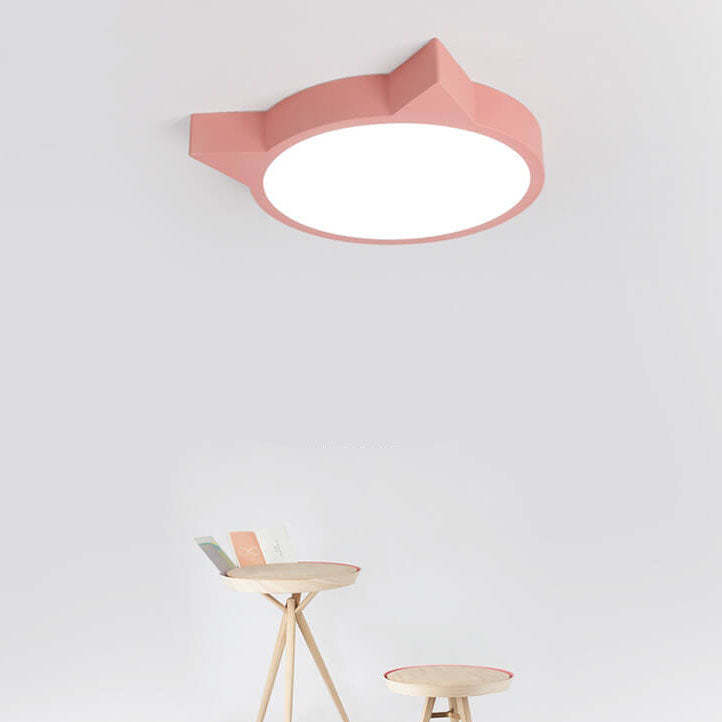 Nordic Macaron Cat LED Kids Flush Mount Light