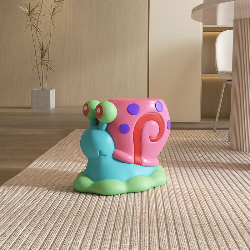 Contemporary Cartoon Snail Resin Low Stool