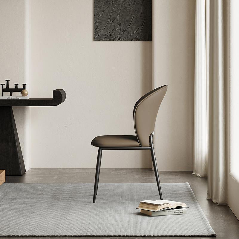 Modern Fiber Leather Metal Dining Chair