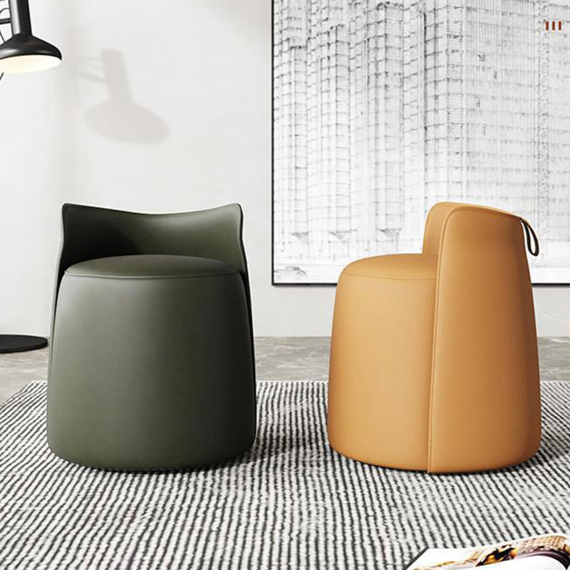 Modern Microfiber Leather Swivel Cylinder Vanity Stool — Orange