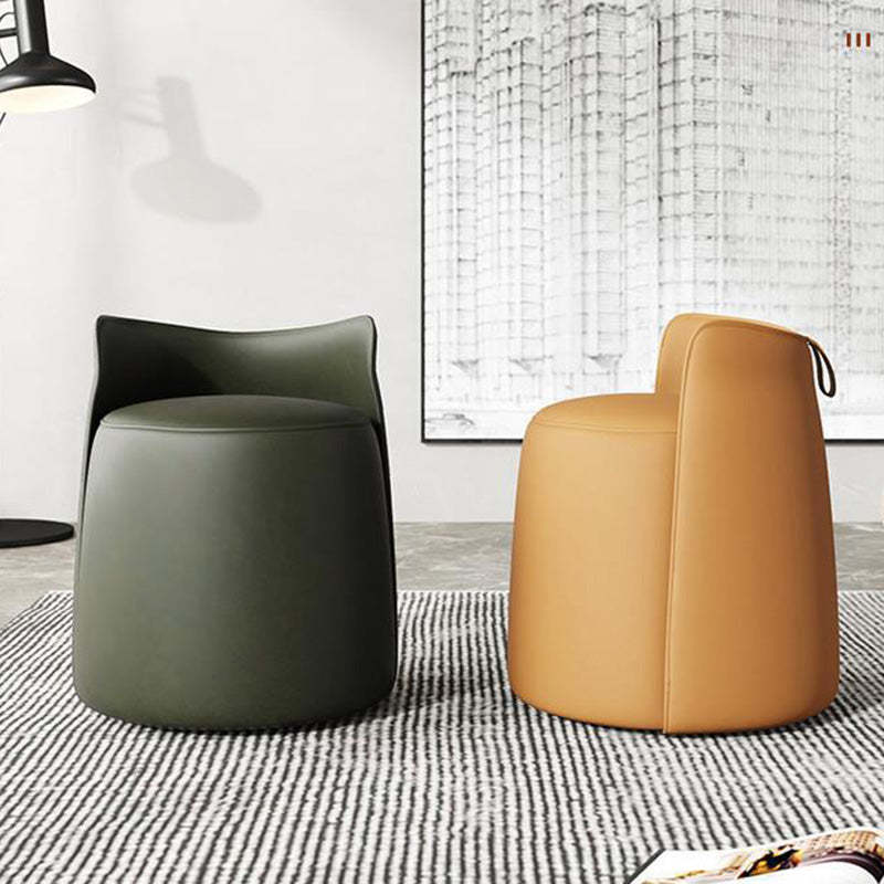 Modern Microfiber Leather Swivel Cylinder Vanity Stool — Orange