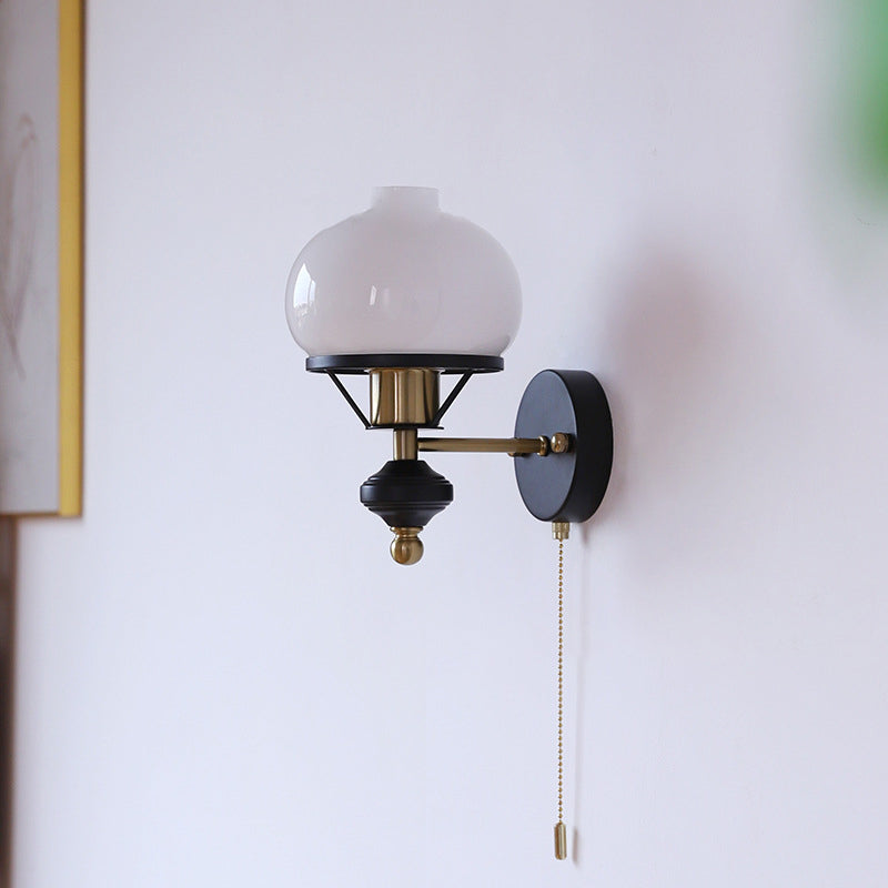 French Geometric Circle Glass Iron Sconce