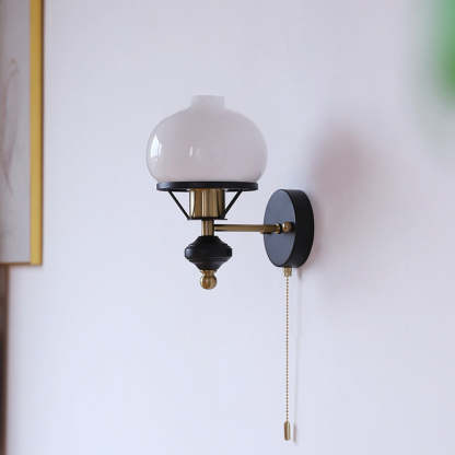 French Geometric Circle Glass Iron Sconce