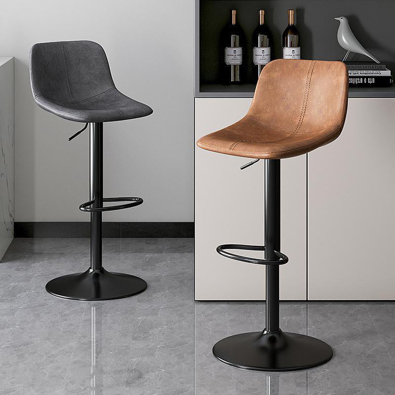 Curved Leather Adjustable Swivel Bar Stool
